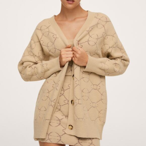 Mango Geometric Print Knit Cardigan, Size S - Picture 9 of 9